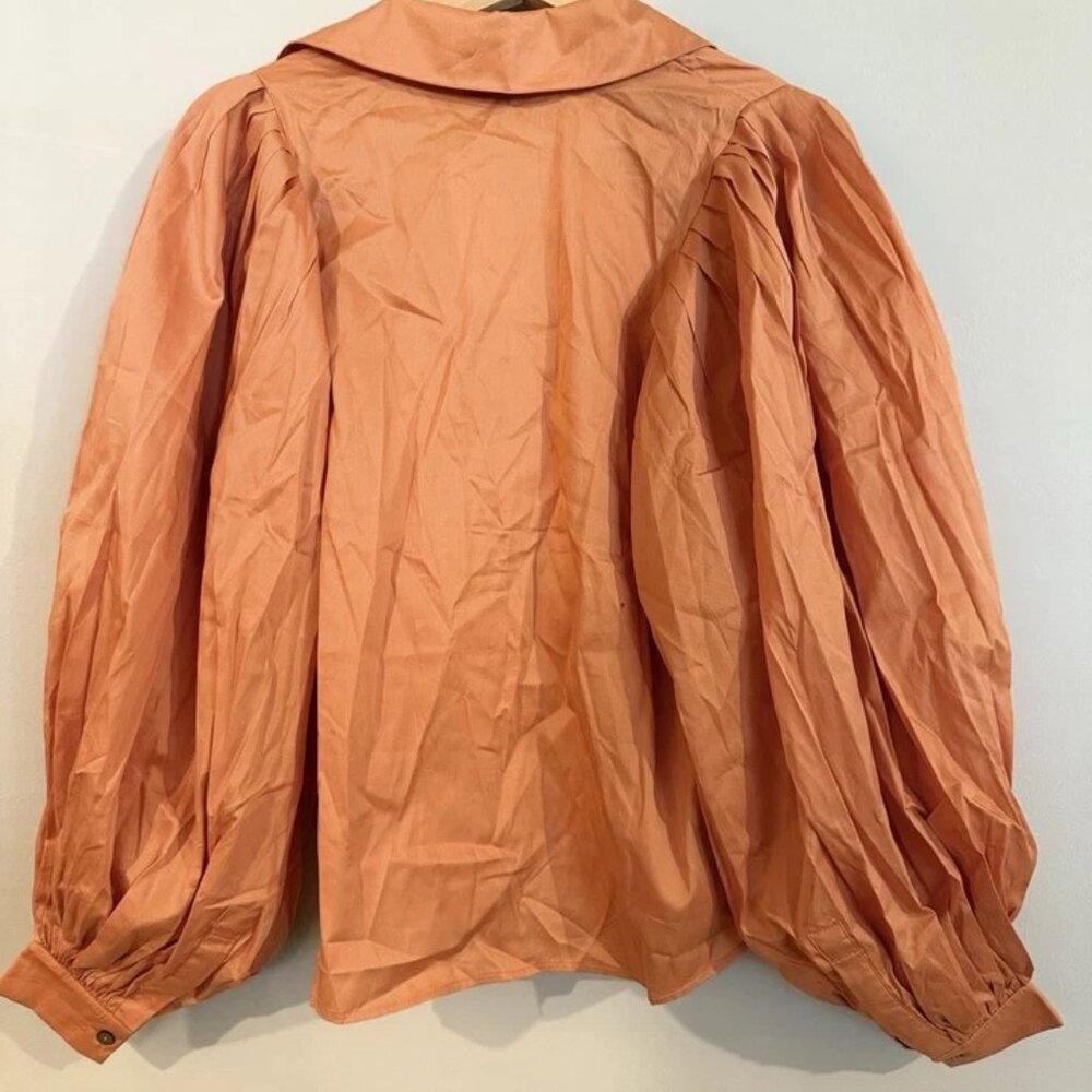 Harshman Lois Popover Shirt Puff Sleeves Persimmon Orange Extra Small XS NWT - Picture 4 of 5